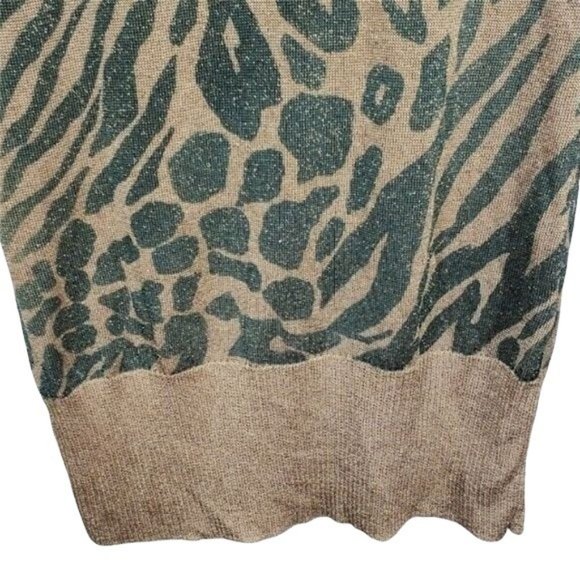 Express Women's Green Gold Leopard Print Tunic Top - Picture 5 of 6